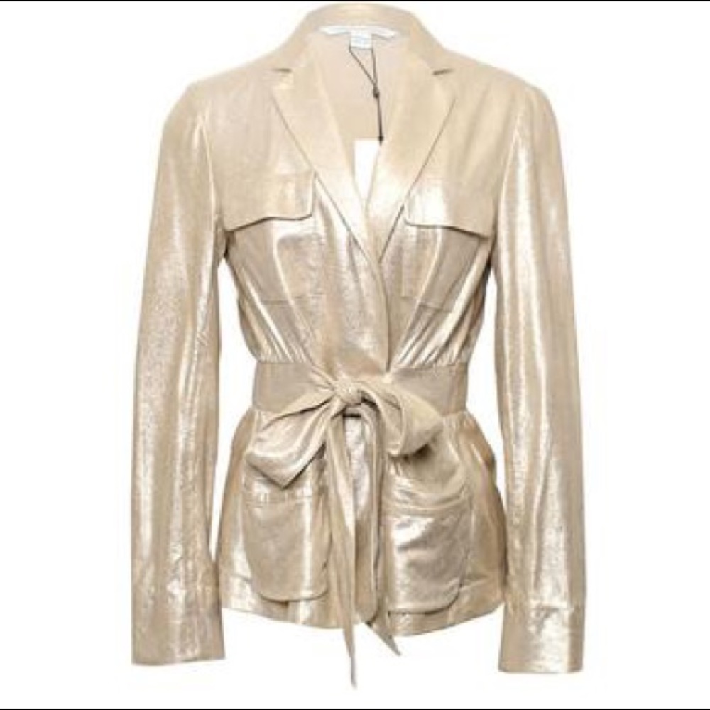 💛Diane Von Furstenberg Gold Lamb Suede Jacket Diane Von Furstenberg Hilda NWT💛